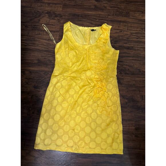 New Directions Sleeveless Yellow Sheath Ruffles Zip Lined Circles Dress 18 - Picture 1 of 6